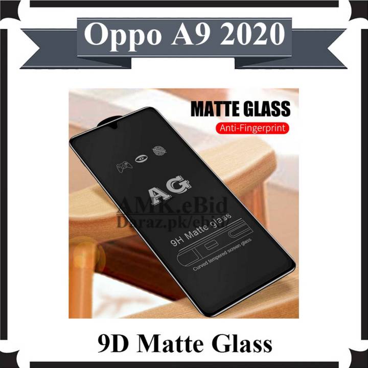 Oppo A9 2020 9D Matte Glass Protector, Full Edge To Edge Black Screen Protector For A9 2020