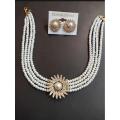 Stylish White Pearls Necklace Set Stud With Earrings For Girls & Woman. 