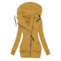 Winter Coat Elastic Cuffs Pure Color Hooded Warm Sweatshirt Coat. 