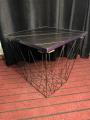 Square Metal Wire Coffee Side Table Removable Wooden Top Storage Hamper Basket. 