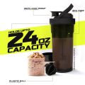 Shaker Bottle - 24 Ounce Protein Shaker Plastic Bottle for Pre & Post workout with Twist and Lock Protein Box Storage. 