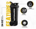 Fast Forward Shaker Bottle - 24 Ounce Protein Shaker Plastic Bottle for Pre & Post workout with Twist and Lock Protein Box Storage Pack of 2. 