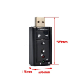 Pack Of 3 Mini External USB Sound Card 7.1 CH 3D Audio Adapter With 3.5mm Headset Jack For PC And Notebook. 