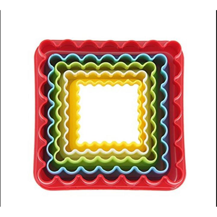 SQUARE Cookie Cutter Set Plastic Cookie Cutter Shapes Biscuit Cutters 5 pcs.