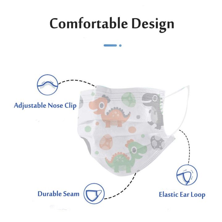 Kids%2050Pcs/Pack%20Disposable%20Face%20Mask%20Children%203-Ply%20Anti%20Dust%20Dinosaur%20Mouth%20Mask%20-%20Image%206