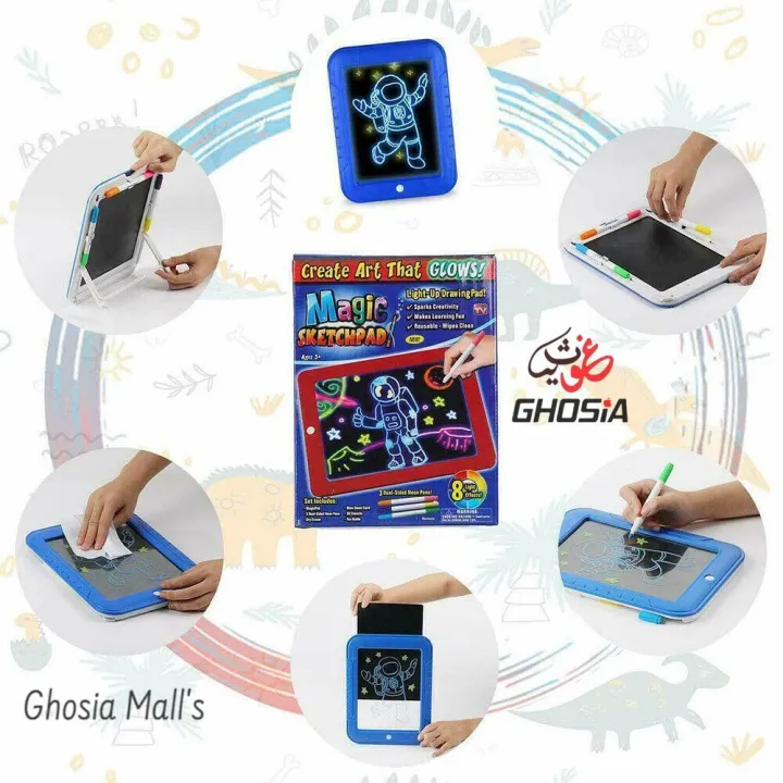 Magic%20Pad/%20Magic%20Drawing%20Pad%20For%20Kids,%20Light%20And%20Glow%20Drawing%20Tablets%20For%20Children%20&%20Adults-Magic%20Drawing/Art/Sketch%20Tablet%20Drawing%20Board%20With%20Markers%20And%20Learning%20Templates-4236%20-%20Image%204