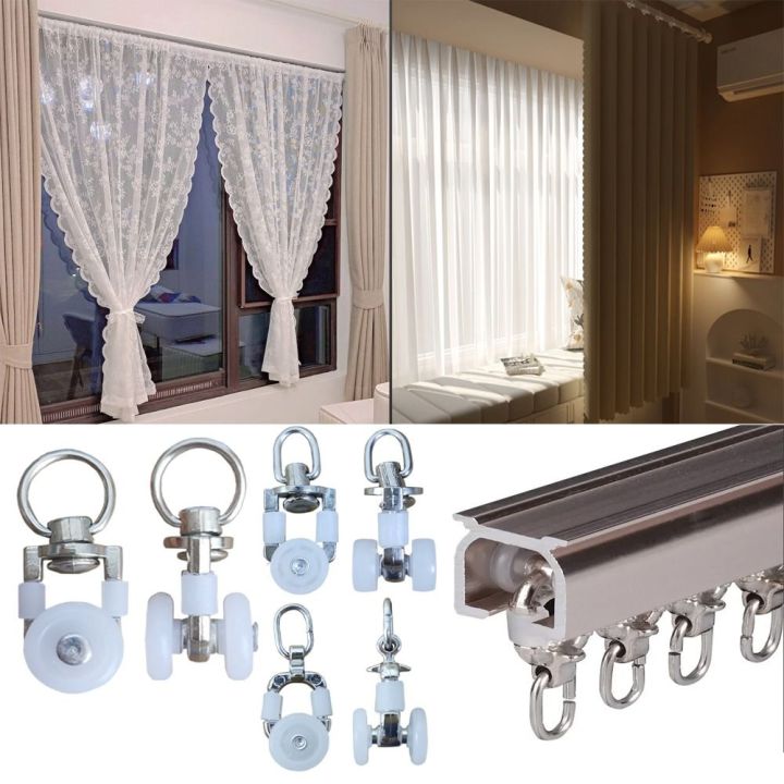 Sliding Pulley Rails Rail Rollers Silent Hooks Curtain Track Roller Multifunctional Durable ...