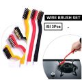Brush Set of 3 Pc Mini Wire Brush Cleaning Tool Kit Brass, Nylon, Stainless Steel Bristles, Gas Cleaning Brushes Iron Nylon Copper Wire for Car Kitchen Gas Stove Cleaning Tool. 
