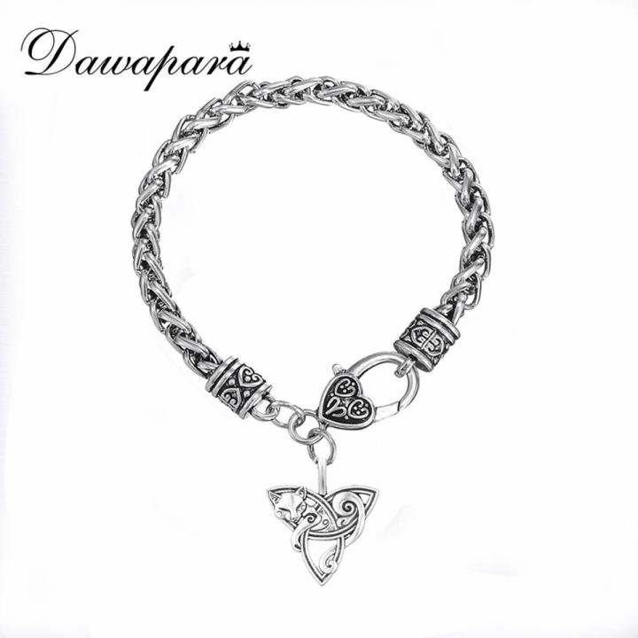 【beauty code】Viking Pendant Bracelets Fox Triquetra Fenrir Animal Charm Men Fashion Jewelry Amulet Knot