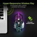 RECHARGEABLE WIRELESS GAMING MOUSE 6D DUAL MODE WITH RGB BREATHING LIGHTS & ADJUSTABLE DPI UPTO 3000- SILENT CLICKS - UPTO 2-3 DAYS BATTER TIMING BEST FOR GAMING.. 