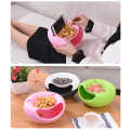 Creative Multifunction Double Layers Lazy Snack Bowl Plastic Fruit Plate Phone Holder. 