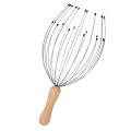 24 Fingers Head Massager Scalp Scratcher for Human or Pet Head Massage, Head Relaxing,Wood Handle for Comfortable Temple Massage. 