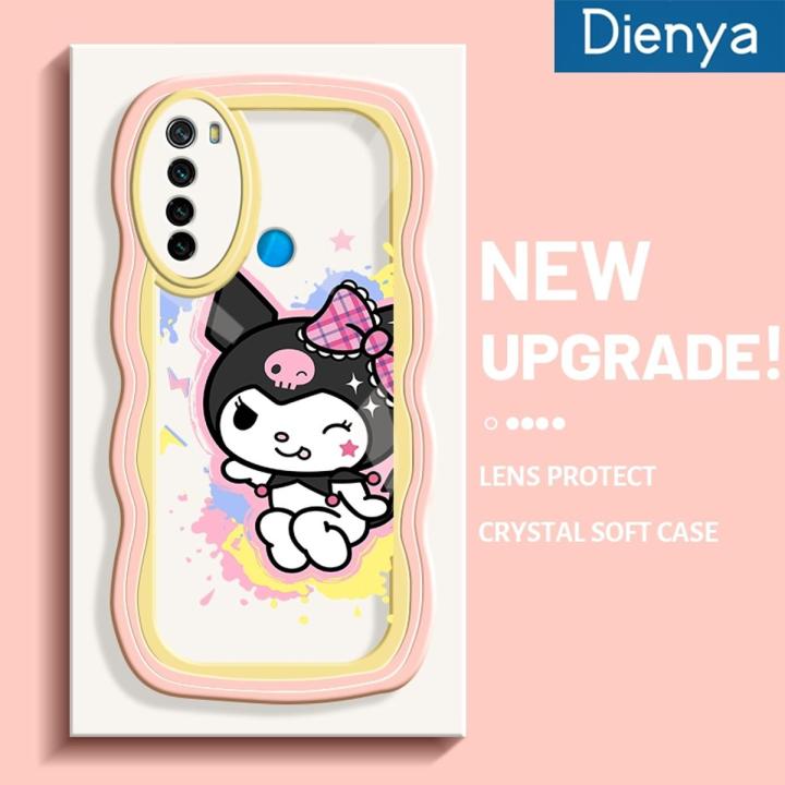 dienya For Xiaomi Redmi Note 8 Note 8T Case Cartoon Kuromi New Design Colorful Pattern Lovely Cream Wave Border Shockproof Phone Cases Creative Camera Clear Casing Simple Protective Cover
