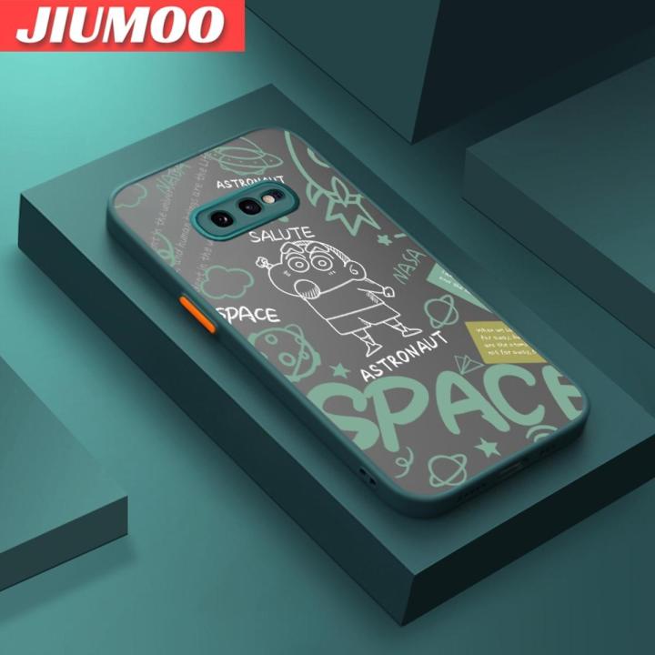 JIUMOO For Samsung S10e Case Cartoon Cute Crayon Astronaut Frosted