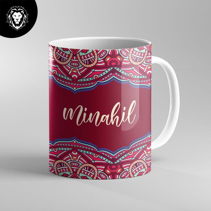 Customize Coffee , Tea Mug with your Name Mandala Design 06