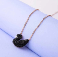 Cute Stylish Crystal Black Swan Pendant For Girls Locket Necklace For Women. 