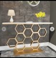 Honeycomb Console Golden Golden metal console table ss pvd marble top. 