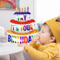 1/3Pcs Color Candle Three Layer Cake Theme Aluminum Film Balloon Birthday Cake Ballon Happy Birthday Party Decoration Kids Toys. 