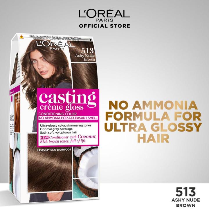 LOreal Paris Casting Creme Gloss - 513 Ashy Nude Brown Hair Color
