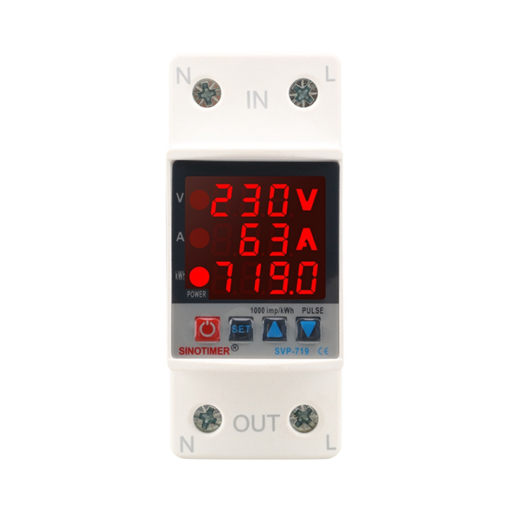 63A Adjust Voltage Relay over Under Voltage Protector over Current Limit Wattmeter KWH Energy Meter Power Comsumption
