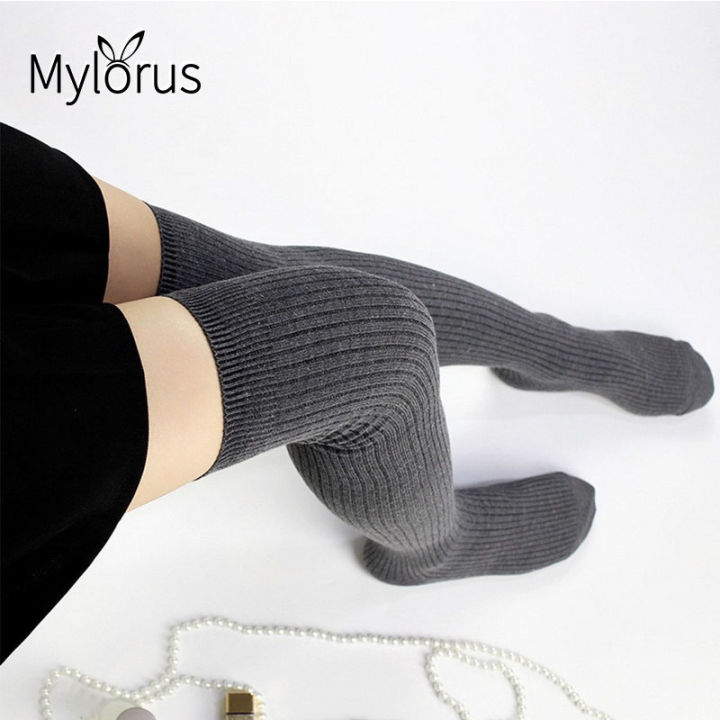 Killer Bzzo Black Soild Long Socks Women Over Knee Thigh High Over The Knee Stockings Lolita Ladies Girls Warm Knee Socks High Socks