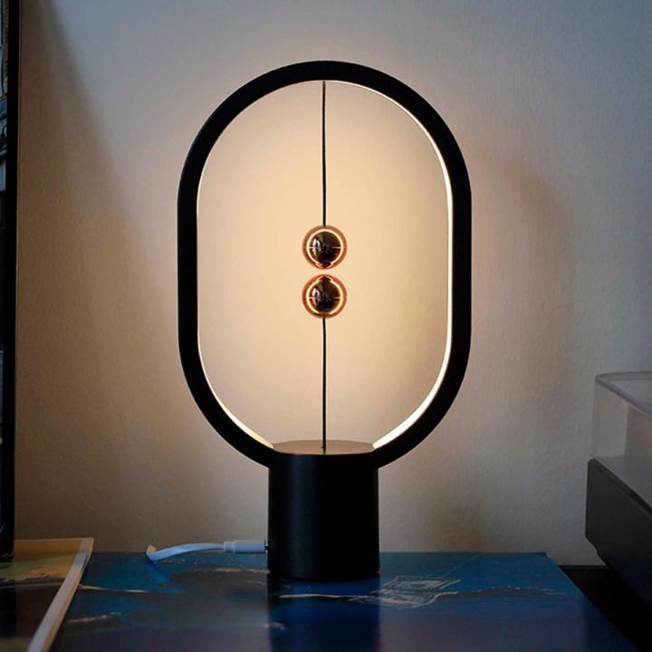 USB Rechargeable Hengpro Balance LED Table Lamp Ellipse Magnetic Mid-Air Switch Eye-Care Night Light Touch Control