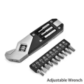 17-In-1 Stainless Steel Adjustable Wrench Foldable Pocket Multi Tool Multifunctional Spanner Screwdriver Bits Kit Black. 