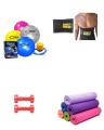 Ladies Gym Set - Yoga Mat with Gym Ball (with Pump), 2 kg Vinyl dumbbells, Waist Trimmer and Shaker Bottle. 