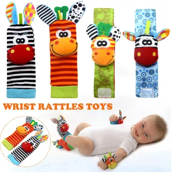 4%20Pcs%20Baby%20Rattle%20Animal%20Socks%20Wrist%20Strap%20+%20Baby%20Socks%20Foot%20Finder%20Educational%20Hand%20bells%20Cute%20Giraffe%20Cartoon%20Baby%20Toy%20-%20Image%204