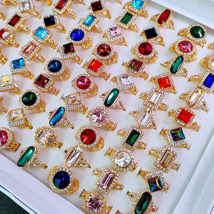 Diamond Jewelry Ring Zircon Gem Stone f Rings Gold Luxury Plated Exquisite Opp Bag Engagement Rings for Women