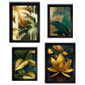 Picture Frames Large Size Set of 4 Frames Black Color Photo Frames With Front Glass and Classy Design Artwork Included. 