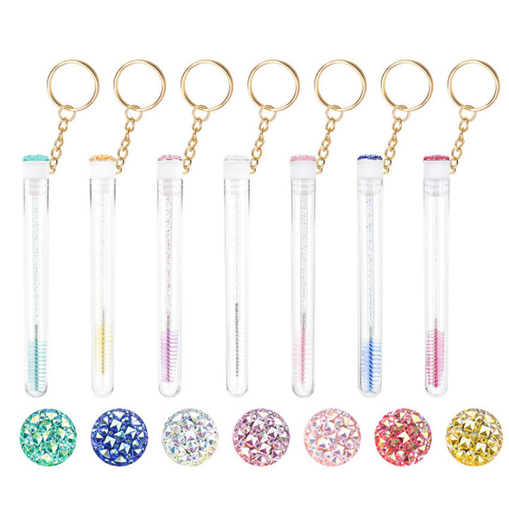 Eyelash Brush Tube Eye Lash Brush Eyebrow Brush Resin Drill Replaceable Mascara Wand Brushes With Tube Keychain Dust-proof Disposable