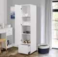 Tavish Single Door Wardrobe Armoire Closet with Hanging Storage, White Wood(BM Mart). 