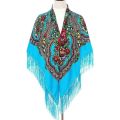 Ukrainian Embroidery Square Shawls Russian Scarf Babushka Retro Fringed Cotton Bandana Winter Scarf Woman Wrap Hijab Poncho Cape. 