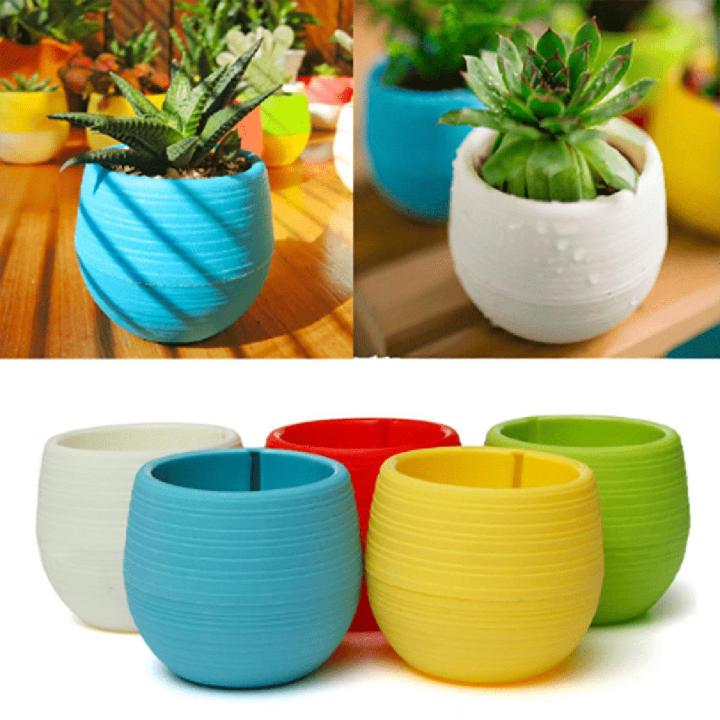 Colorful Succulent Planter Plastic Plant Flower Pot with Water Holders for Home Office Living Room Decoration, Mixed Colour - Plants not Included