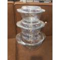 3 Pcs Transparent Dish with lid glass lid | 3 pcs Bowl dishes with glass lid | Dessert and other multi use Bowls with glass lid |  Microwave oven safe Glass dish  with glass lid | Pure Transparent  Bowl with glass lid |. 