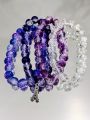 Glass Crackle Beads Stretch Bracelet – Stylish & Comfortable – For Girls & Women. 