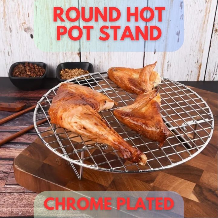 Heavy Duty STOVE TOP MANDI GRILL Hot Pot Stand Pan Chrome Plated Stand Kettle Stand Tea Pot Holder Plant Pot Stand Cooker Stand - 8 inches