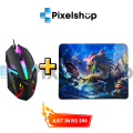 RGB Gaming Mouse / Mouse with Dragon Mousepad / Mouse with Logitech Mousepad - 7 Color - High Performance with 7 LED Lights (Wired Mouse). 