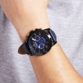Fossil Grant Chronograph Navy Leather Watch for Men- FS5061. 