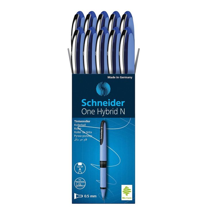Schneider One Hybrid N 0.5 mm Rollerball Pen (10 Pens) needle tip for pleasantly soft writing - Satisfying students’ and Office Workers - Schneider pen - roller ball pen - Ballpoint pen