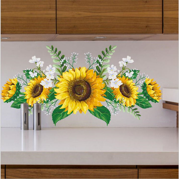 1PCS Removable Sunflower Wall Sticker Kitchen Waterproof Decals Wall stickers For Kids Room Living Room Bedroom Home Decoration
