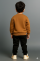Brown “Happy Bear” Cozy Winter Tracksuit – Soft Fleece Sweatshirt & Jogger Set for Kids. 