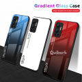 Quiberk for Infinix Hot 12 Tempered Glass Hard Case Gradient Color Back + Soft Frame Shockproof Phone Cover. 
