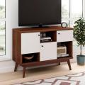 TVUNIT118 - Oak Wood Antique TV Console Brown Polish Finish Entertainment Unit Beige & Walnut Modern Living Room TV Bedroom Furniture Desk. 