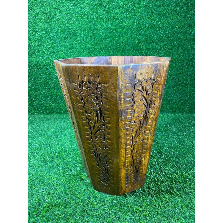 Wooden basket with beautiful carving design