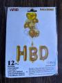 12 Pcs "HBD" With 3 Foil Alphabets | 1 Pcs Heart Shape Balloon | 3 Pcs Latex Balloons | 3 Confetti Balloons | 2 Pcs Metallic Balloons | Elegant Design "HBD" Foil Balloons With 12 Pcs | Beautiful "HBD" Foil For Your Event. 
