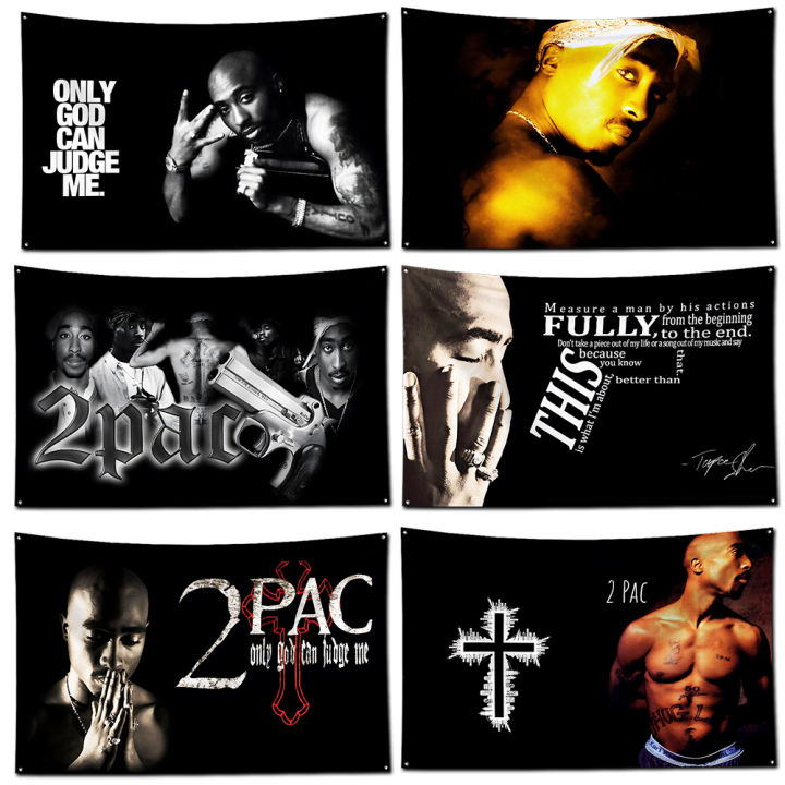America Rapper 2PAC Tupac Shakur Flag Polyester Digital Printing Banner for Wall Art Out Door Decoration With Brass Grommets