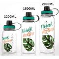 Cille 1000ml / 1500ml Think Natural Water Bottle With Straw, 1.5 Liter Drinking Water Bottle With Mouth For Girls And Boys, Portable Water Bottle For School, Outdoor Sports, BPA Free Grade Plastic Leak Proof Travel Water Bottles. 