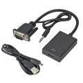 HDMI female to VGA male converter with audio projector HD computer display set-top box connector cable. 